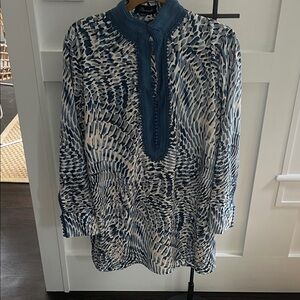 Baroudi Blue and White Textured Tunic